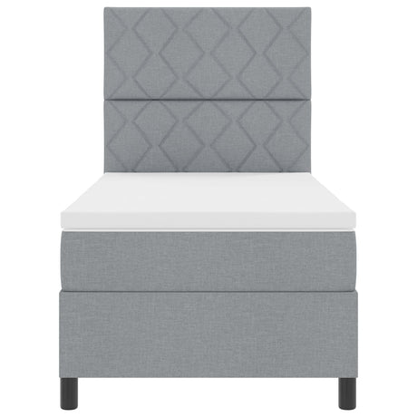 Box Spring Bed With Mattress & Led Light Grey 100X200 Cm Fabric