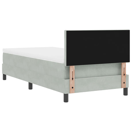 Box Spring Bed With Mattress & Led Light Grey 100X200 Cm Velvet
