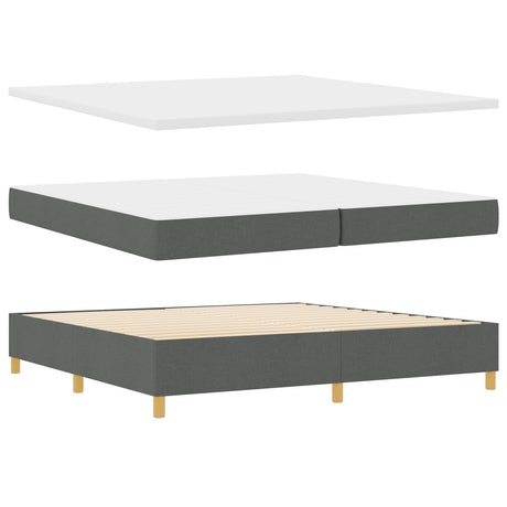 Box Spring Bed With Mattress & Led Dark Grey 200X200 Cm Fabric