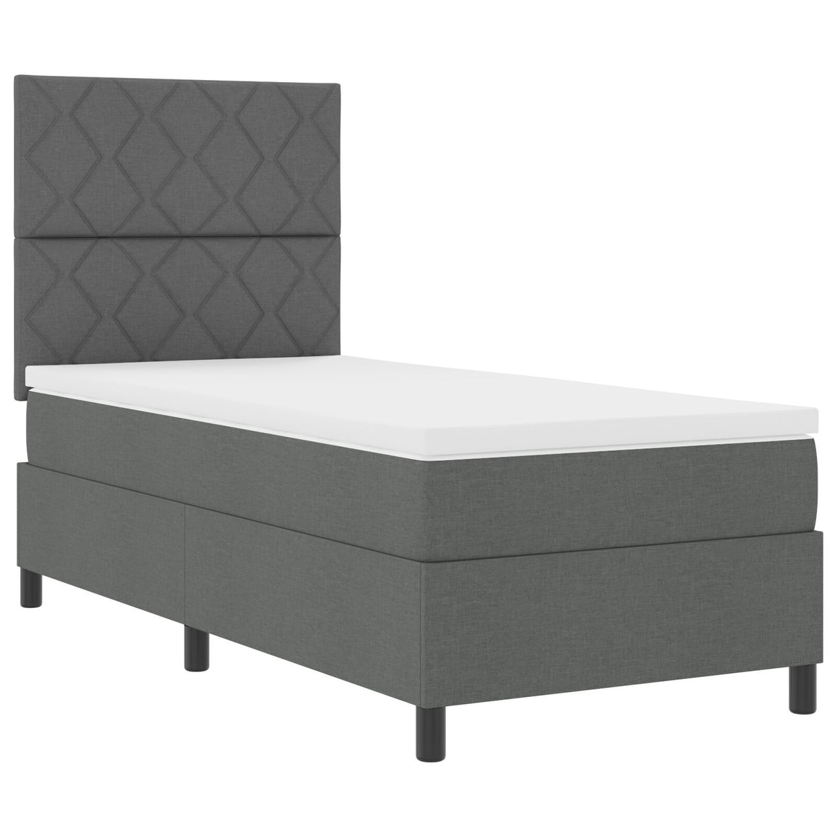 Box Spring Bed With Mattress & Led Dark Grey 90X200 Cm Fabric