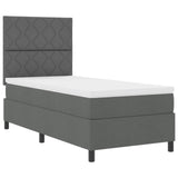 Box Spring Bed With Mattress & Led Dark Grey 90X200 Cm Fabric