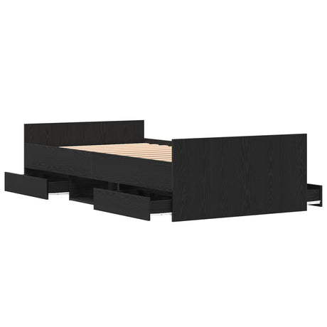 Bed Frame Without Mattress Black Oak 90X200 Cm Engineered Wood