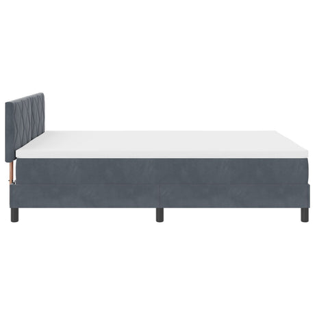 Box Spring Bed With Mattress & Led Dark Grey 160X200 Cm Velvet
