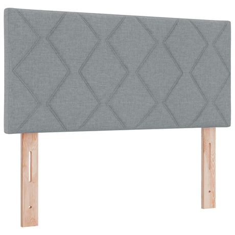 Box Spring Bed With Mattress & Led Light Grey 90X200 Cm Fabric
