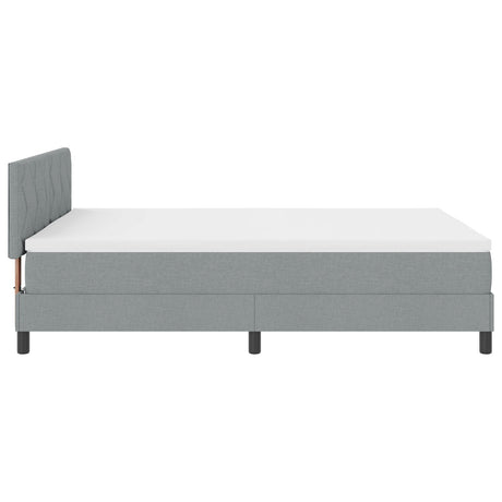 Box Spring Bed With Mattress & Led Light Grey 140X200 Cm Fabric