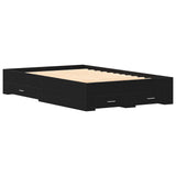 Bed Frame With Drawers Black Oak 120X190 Cm Engineered Wood