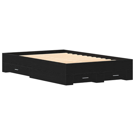 Bed Frame With Drawers Black Oak 120X190 Cm Engineered Wood