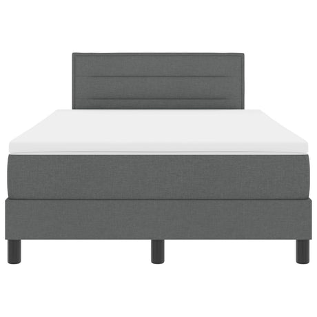 Box Spring Bed With Mattress & Led Dark Grey 120X200 Cm Fabric