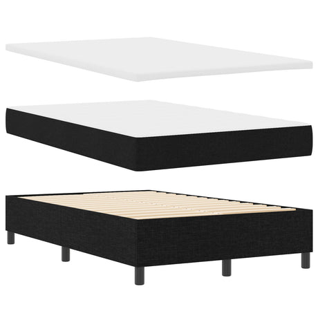 Box Spring Bed With Mattress & Led Black 120X190 Cm Fabric
