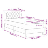 Box Spring Bed With Mattress In Dark Grey, 100X200 Cm, Velvet