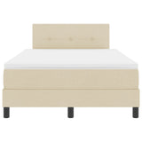 Box Spring Bed With Mattress & Led Cream 120X190 Cm Fabric