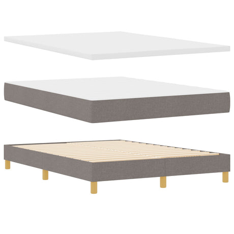 Box Spring Bed With Mattress & Led Taupe 160X200 Cm Fabric
