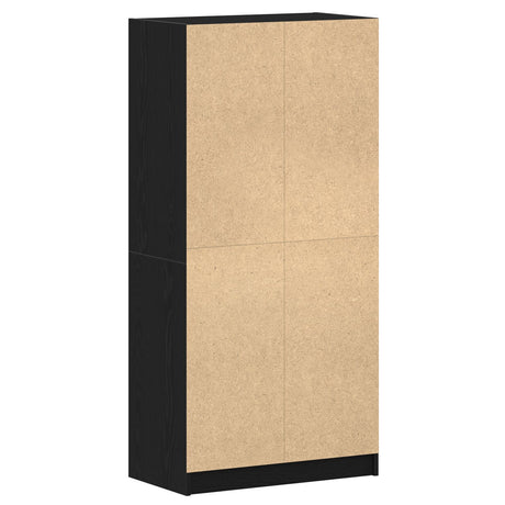 Highboard With Doors Black Oak 68X37X142 Cm Engineered Wood