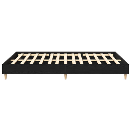 Bed Frame Black Oak 150X200 Cm Engineered Wood