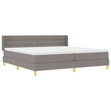 Box Spring Bed With Mattress Taupe 200X200 Cm Fabric,  Headboard Lines Design Taupe 200 Cm Fabric