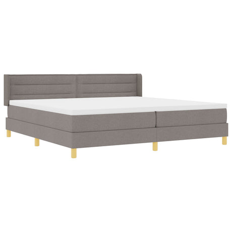 Box Spring Bed With Mattress Taupe 200X200 Cm Fabric,  Headboard Lines Design Taupe 200 Cm Fabric