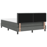 Box Spring Bed With Mattress & Led Dark Grey 140X190 Cm Fabric