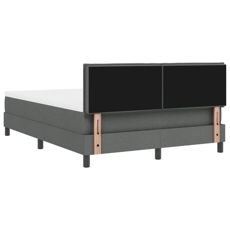 Box Spring Bed With Mattress & Led Dark Grey 140X190 Cm Fabric