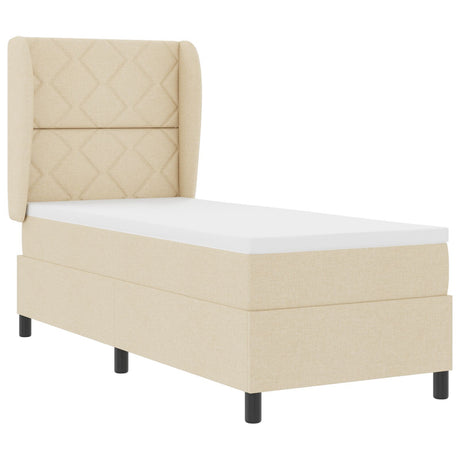 Box Spring Bed With Mattress - Cream, 80X200 Cm Fabric