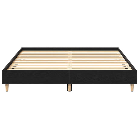 Bed Frame Black Oak 140X200 Cm Engineered Wood