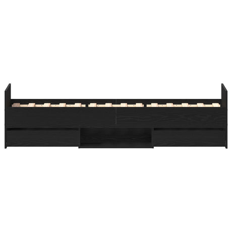 Bed Frame Without Mattress Black Oak 75X190 Cm Engineered Wood