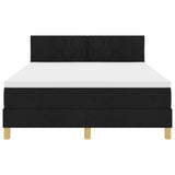 Box Spring Bed With Mattress & Led Black 140X200 Cm Fabric