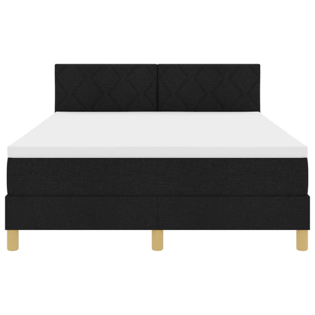Box Spring Bed With Mattress & Led Black 140X200 Cm Fabric
