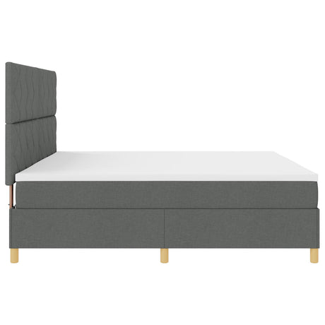 Box Spring Bed With Mattress & Led Dark Grey 200X200 Cm Fabric