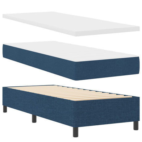 Box Spring Bed With Mattress & Led Blue 80X200 Cm Fabric