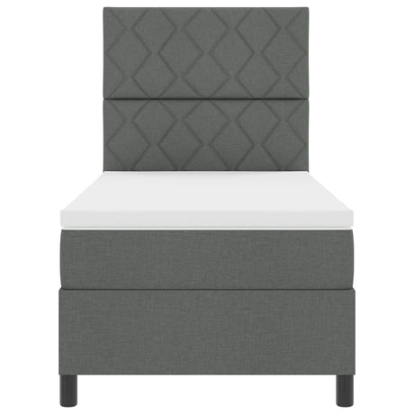Box Spring Bed With Mattress & Led Dark Grey 100X200 Cm Fabric