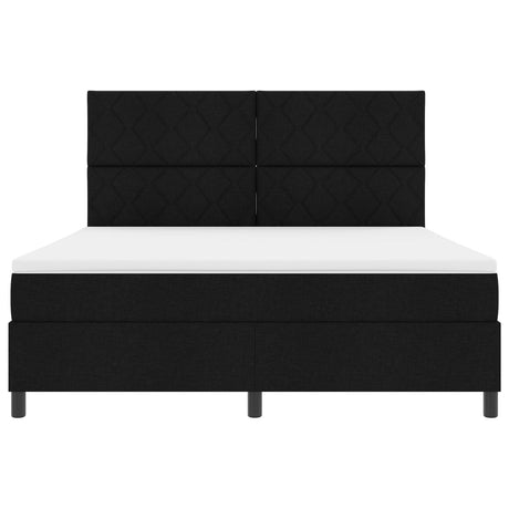 Box Spring Bed With Mattress & Led Black 180X200 Cm Fabric