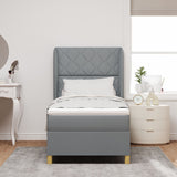 Box Spring Bed With Mattress - Light Grey - 90X200 Cm Fabric