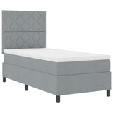 Box Spring Bed With Mattress & Led Light Grey 90X190 Cm Fabric