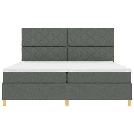 Box Spring Bed With Mattress & Led Dark Grey 200X200 Cm Fabric