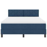 Box Spring Bed With Mattress & Led Blue 140X200 Cm Fabric