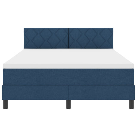 Box Spring Bed With Mattress & Led Blue 140X200 Cm Fabric