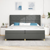 Box Spring Bed With Mattress Dark Grey 200X200 Cm Fabric
