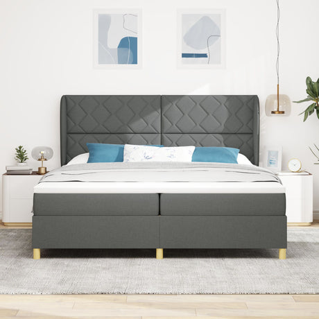Box Spring Bed With Mattress Dark Grey 200X200 Cm Fabric