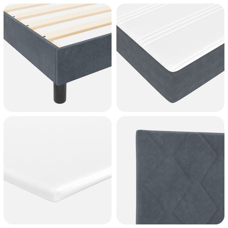 Box Spring Bed With Mattress & Led Dark Grey 140X190 Cm Velvet