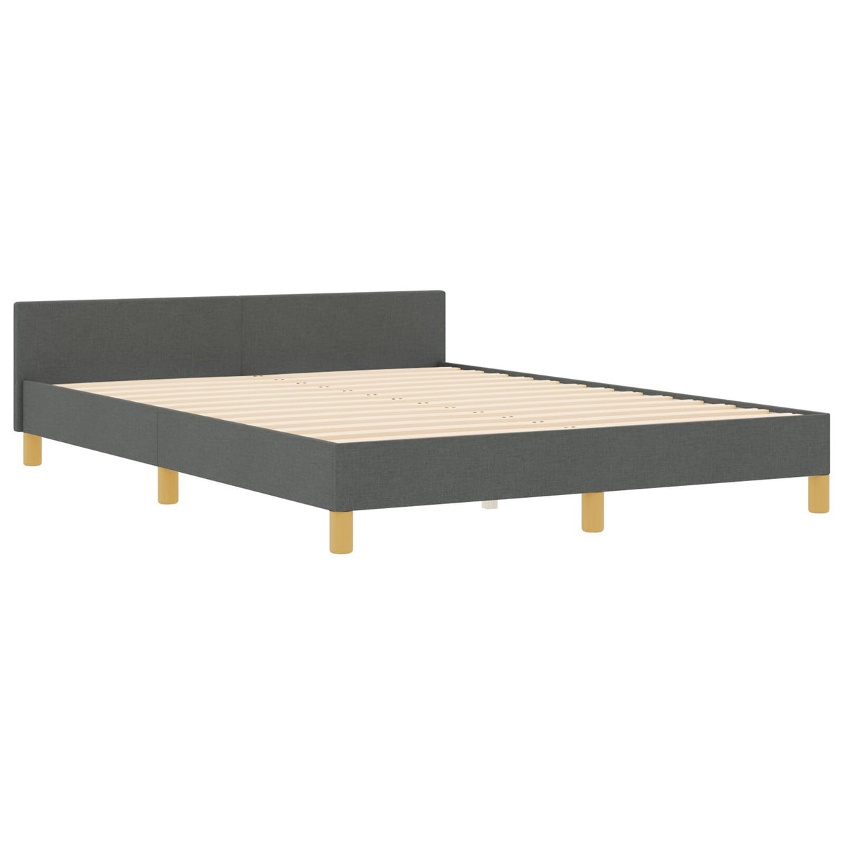 Bed Frame In Dark Grey, 140X200 Cm, Fabric