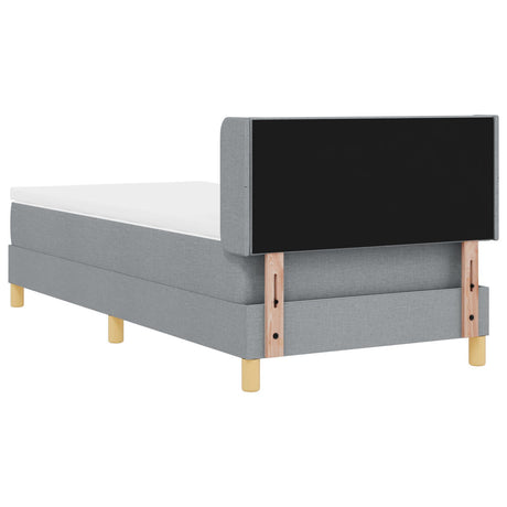 Box Spring Bed With Mattress Light Grey 90X200 Cm Fabric,  Headboard Diamond Blocks Design Light Grey 90 Cm Fabric