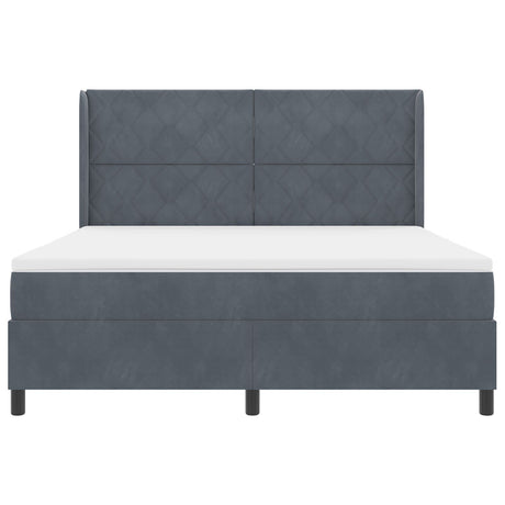 Box Spring Bed With Mattress Dark Grey 180X200 Cm Velvet