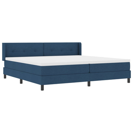 Box Spring Bed With Mattress Blue 200X200 Cm Fabric,  Headboard Button Tufted Blue 200 Cm Fabric