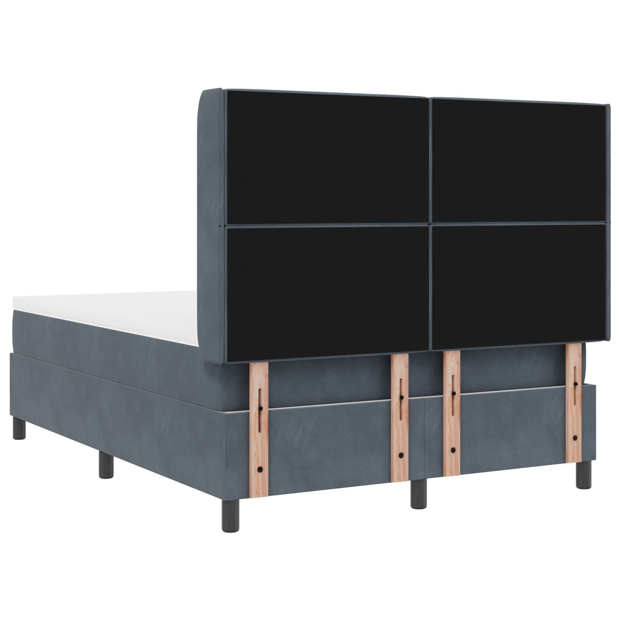 Box Spring Bed With Mattress & Led Dark Grey 140X190 Cm Velvet