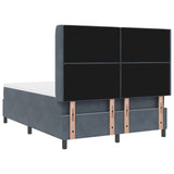 Box Spring Bed With Mattress & Led Dark Grey 140X190 Cm Velvet