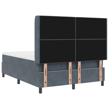 Box Spring Bed With Mattress & Led Dark Grey 140X190 Cm Velvet