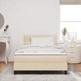 Box Spring Bed With Mattress & Led Cream 120X190 Cm Fabric