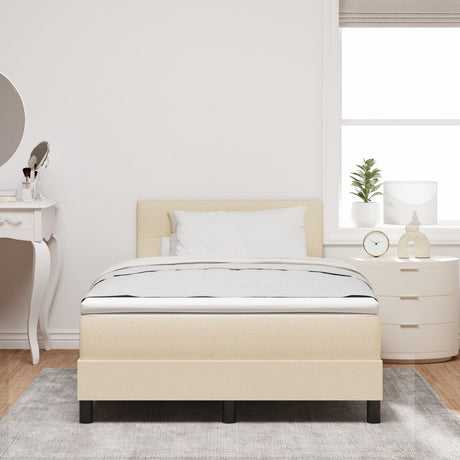 Box Spring Bed With Mattress & Led Cream 120X190 Cm Fabric