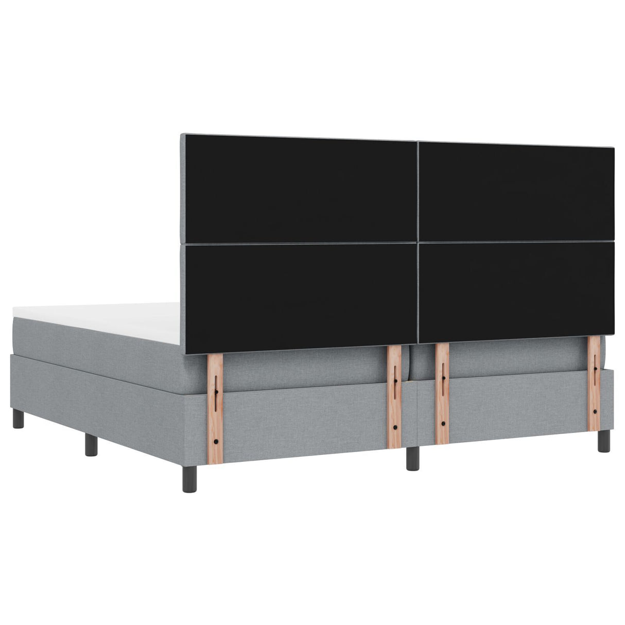 Box Spring Bed With Mattress & Led Light Grey 200X200 Cm Fabric