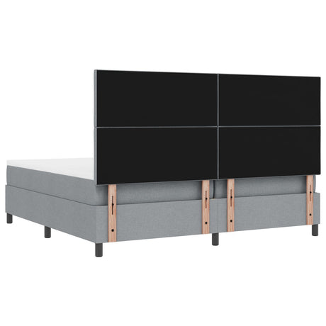 Box Spring Bed With Mattress & Led Light Grey 200X200 Cm Fabric
